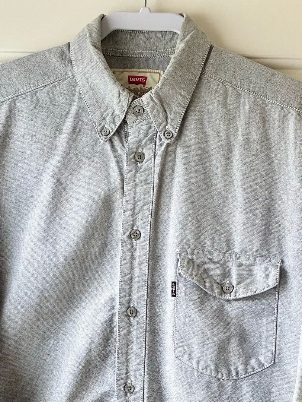 Levi's Vintage 90s Men's Button-Down Shirt Black Label Long Sleeve Gray Size M